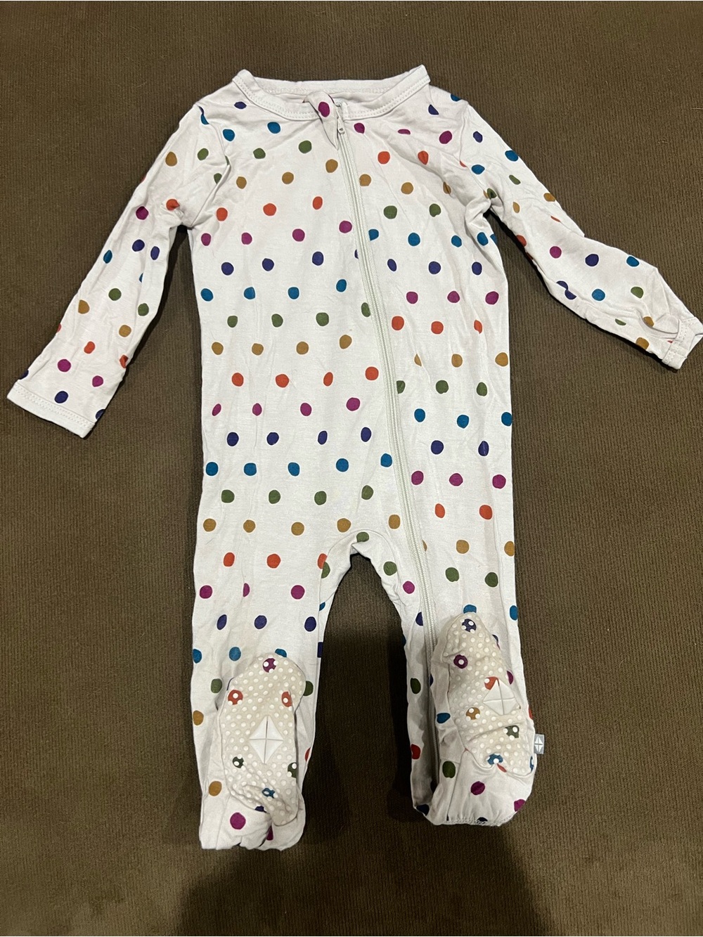 Kyte Baby Bamboo One-Piece Zip Footed Pajamas with Multicolor Polka Dots